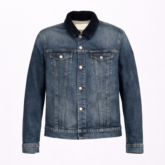 Calvin Klein Jeans Other - Calvin Klein Men’s 90s Sherpa Denim Trucker Jeans Jacket Dark Wash Navy Sz L​​​​